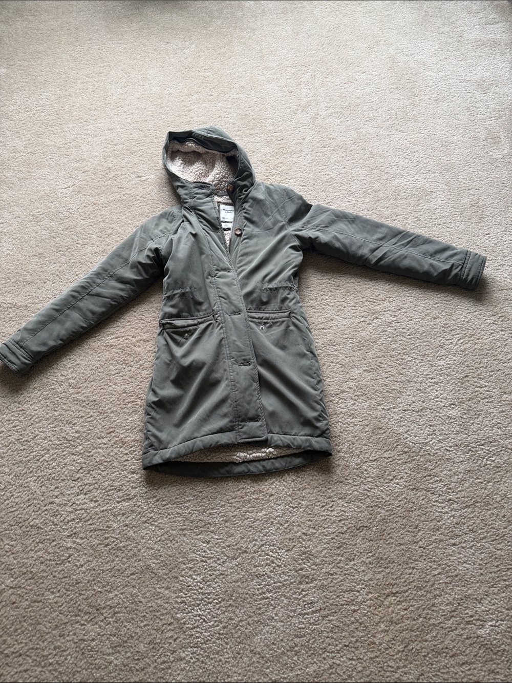 Abercrombie & Fitch Cream Sherpa-Lined Jacket